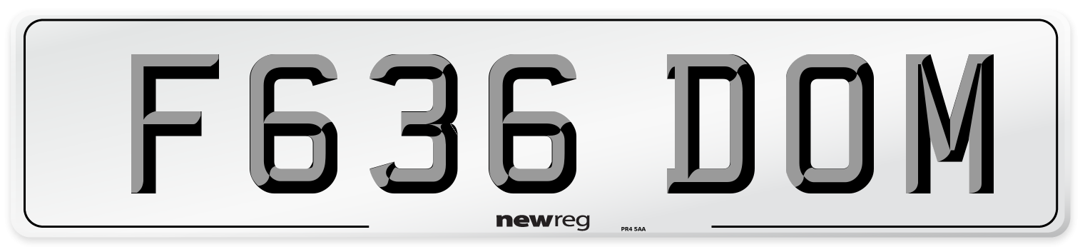 F636 DOM Number Plate from New Reg